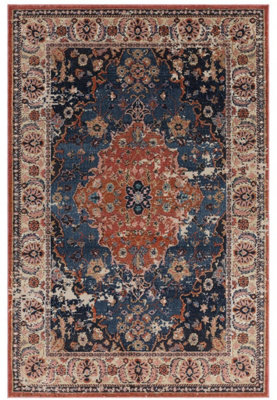 Traditional Bordered Persian Floral Easy to clean Rug for Dining Room Bed Room and Living Room-155cm X 230cm