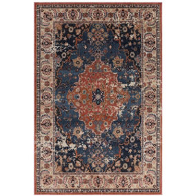 Traditional Bordered Persian Floral Easy to clean Rug for Dining Room Bed Room and Living Room-155cm X 230cm