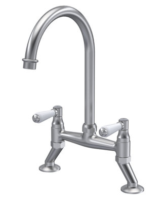 Traditional Bridge Mixer Kitchen Tap with Lever Handles - Brushed Nickel - Balterley