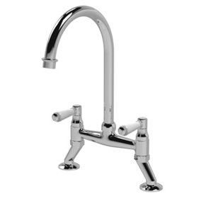 Traditional Bridge Mixer Kitchen Tap with Lever Handles - Chrome