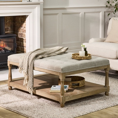 Traditional Camille Coffee Table Storage Footrest Ottoman Footstool