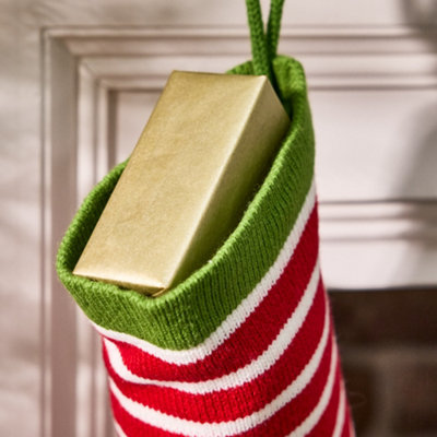Traditional Candy Stripe Knitted Xmas Gift Decoration Christmas Stocking - 3