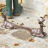 Traditional Cast Iron Double Stag Outdoor Garden Boot Scraper