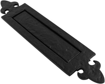 Traditional Cast Iron Letter Box - Black Antique Door Letterplate
