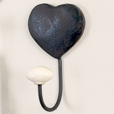 Traditional Cast Iron Vintage Heart Shaped Wall Hooks DIY at B Q