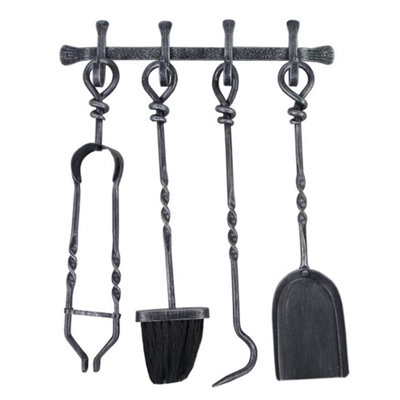Traditional Cast Iron Wall Mounted 5pc Fireside Set