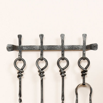Traditional Cast Iron Wall Mounted 5pc Fireside Set - 4