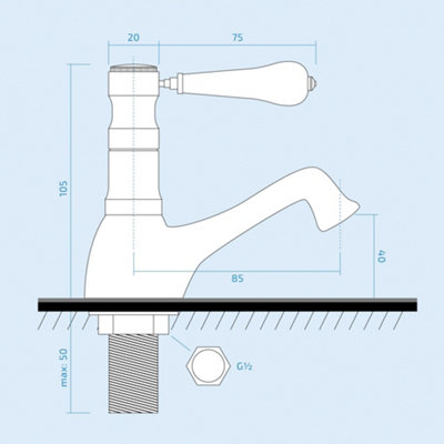 Traditional Ceramic Lever Hot & Cold Basin Sink Taps - Chrome Pair - 4