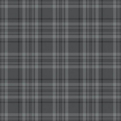 Traditional Check Wallpaper In Charcoal