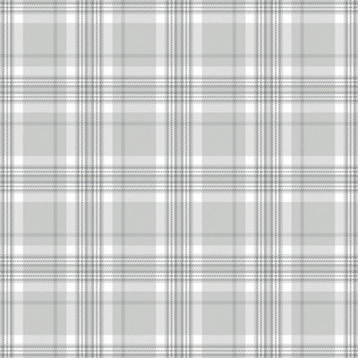 Traditional Check Wallpaper In Grey