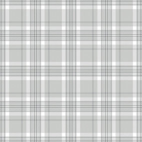 Traditional Check Wallpaper In Grey