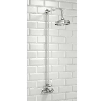 Traditional Chrome Rigid Riser Shower with Fixed Head