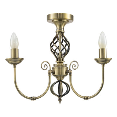 Traditional Classic Antique Brass Chandelier Ceiling Light with Twisted Knot