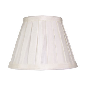 Traditional Classic Cream Faux Silk Pleated Inner Lined Lamp Clip-On Shade - 6