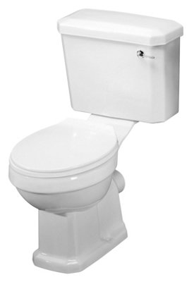 Traditional Close Coupled Toilet Pan, Cistern & Soft Close Seat - 820mm x 470mm