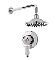 Traditional Concealed Manual Valve with Head & Arm Shower Set - Chrome/White - Balterley