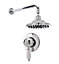 Traditional Concealed Manual Valve with Head & Arm Shower Set - Chrome/White - Balterley