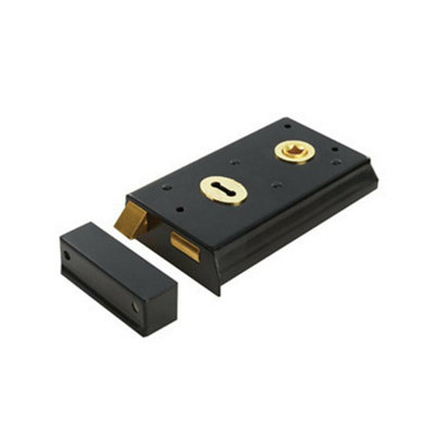 Traditional Contract Rim Deadlock 140 x 76mm Black Japanned Door Latch