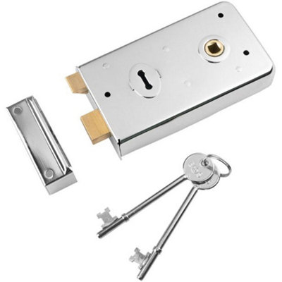 Traditional Contract Rim Deadlock 140 x 76mm Satin Chrome Door Latch