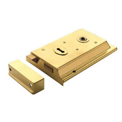 Traditional Contract Rim Deadlock 152 x 102mm Polished Brass Door Latch
