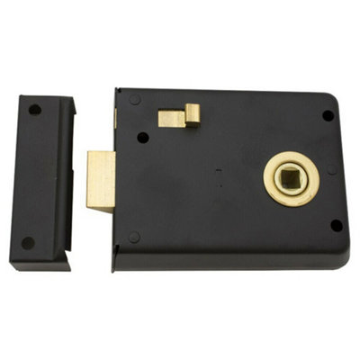 Traditional Contract Rim Latch 102 x 76mm Black Japanned Door Security Lock