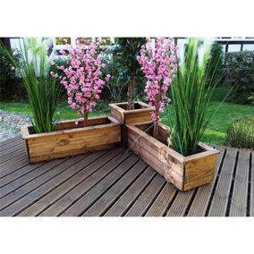 Traditional Corner Wooden Planter Set