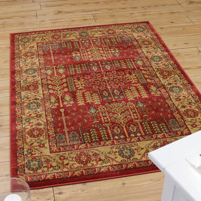 Traditional Cotton Backing Floral Graphics Rug for Living Room Bedroom ...
