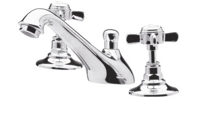 Traditional Crosshead 3 Tap Hole Basin Tap & Pop Up Waste - Chrome