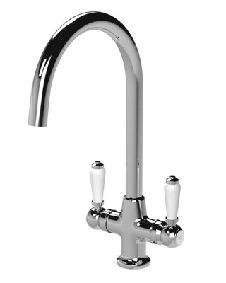 Traditional Cruciform Two Lever Handle Sink Mixer Tap - Chrome