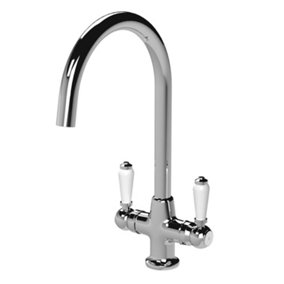 Traditional Cruciform Two Lever Handle Sink Mixer Tap - Chrome