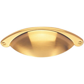 Traditional Cup Pull Handle 104 x 26mm 64mm Fixing Centres Satin Brass
