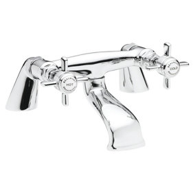 Traditional Deck Mounted Crosshead Handle Bath Filler Tap - Chrome