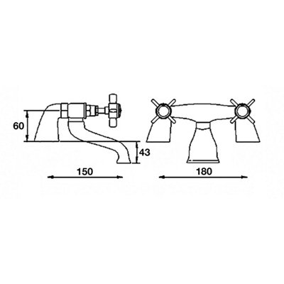 Traditional Deck Mounted Crosshead Handle Bath Filler Tap - Chrome