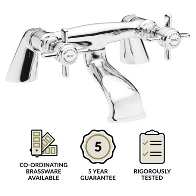 Traditional Deck Mounted Crosshead Handle Bath Filler Tap - Chrome - 3