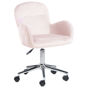 Traditional Desk Chair Velvet Pink PRIDDY