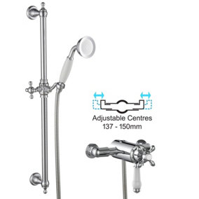Traditional Dual Control Thermostatic Exposed Shower Mixer Valve + Riser Rail