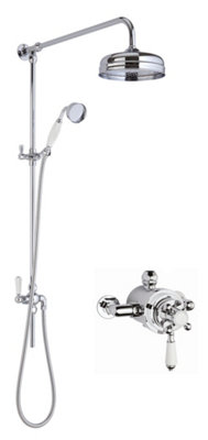 Traditional Dual Exposed Valve & Rigid Riser Shower Set - Chrome/White - Balterley