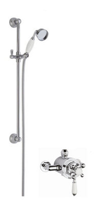 Traditional Dual Exposed Valve & Slide Rail Shower Set - Chrome/White - Balterley