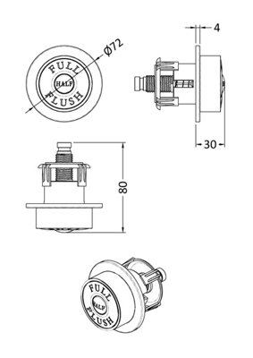 Traditional Dual Flush Push Button (For use with Concealed Toilet Cistern - Not Included) - 72mm - Brushed Brass - Balterley