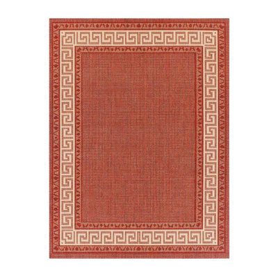 Traditional Easy to Clean Flatweave Bordered Red Anti Slip Rug for Dining Room -160cm X 225cm