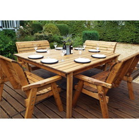 Traditional Eight Seater Table Set with 4 Benches