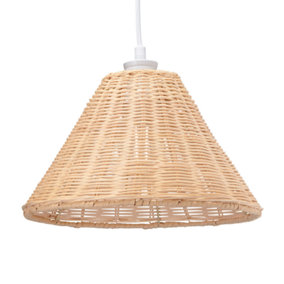 Traditional Empire Drum Designed Light Brown Rattan Wicker Ceiling Light Shade