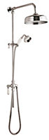 Traditional Exposed Grand Rigid Riser Shower Kit with Fixed Head & Handset - Outlet Elbow Not Included - Chrome/White - Balterley