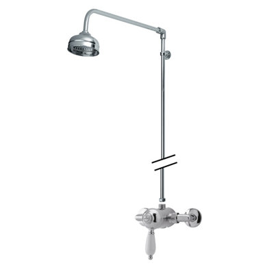 Traditional Exposed Manual Valve & Rigid Riser Shower Set - Chrome/White - Balterley Price Comparisons | Compare The Build