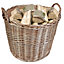 Traditional Extra Large Round Lined Wicker Logs Storage Basket