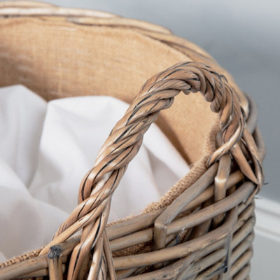 Traditional Extra Large Round Lined Wicker Logs Storage Basket - 5