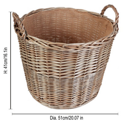 Traditional Extra Large Round Lined Wicker Logs Storage Basket - 6