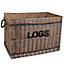 Traditional Extra Large Wicker Wood Fireside Logs Storage Basket