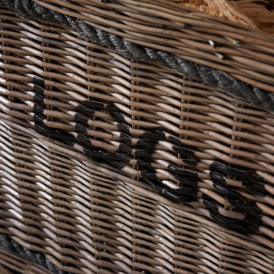 Traditional Extra Large Wicker Wood Fireside Logs Storage Basket - 3