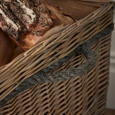 Traditional Extra Large Wicker Wood Fireside Logs Storage Basket - 4